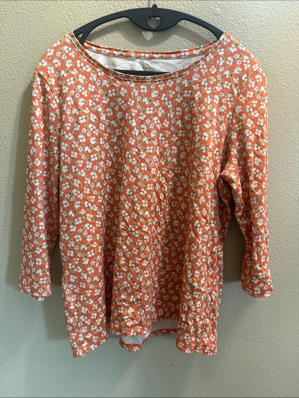 L.L. Bean Floral 3/4 Sleeve Cotton Tee